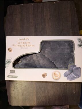HealthTouch Soft Fluffy Massaging Booties in Gray - Cozy Vibration Relief